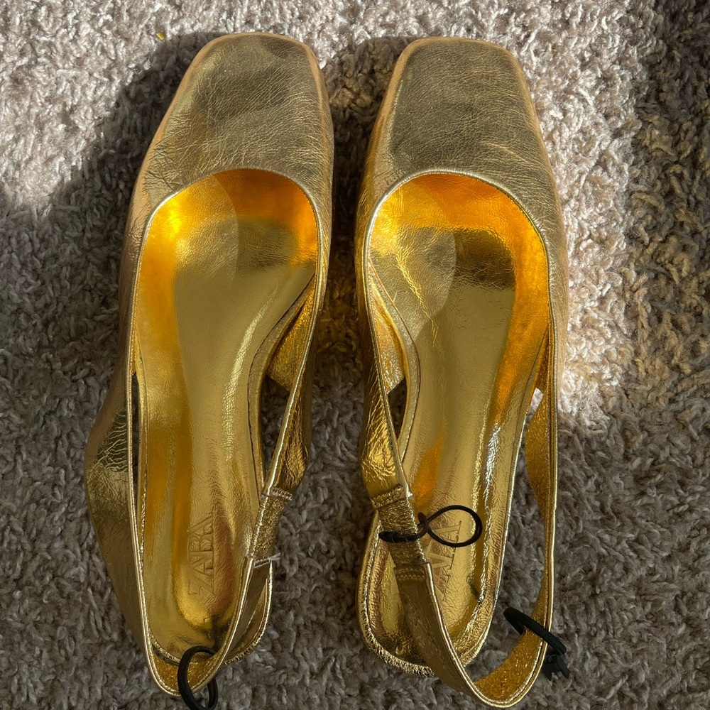 Zara Gold Slingback Flats European size 37